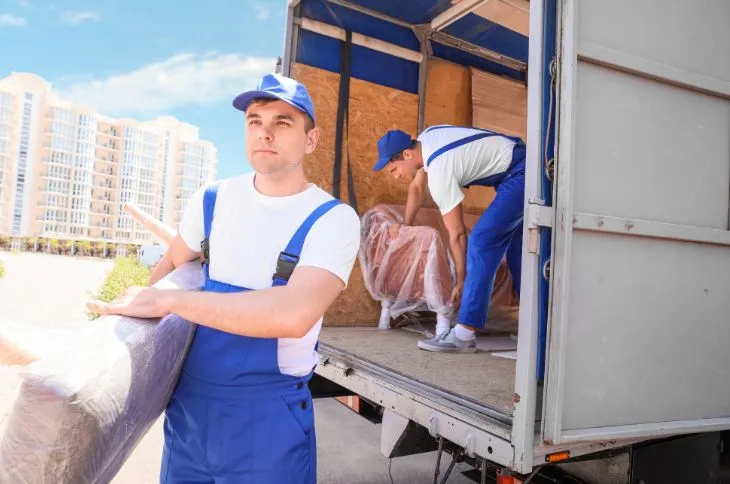 Entladung eines LKW mit Beiladung